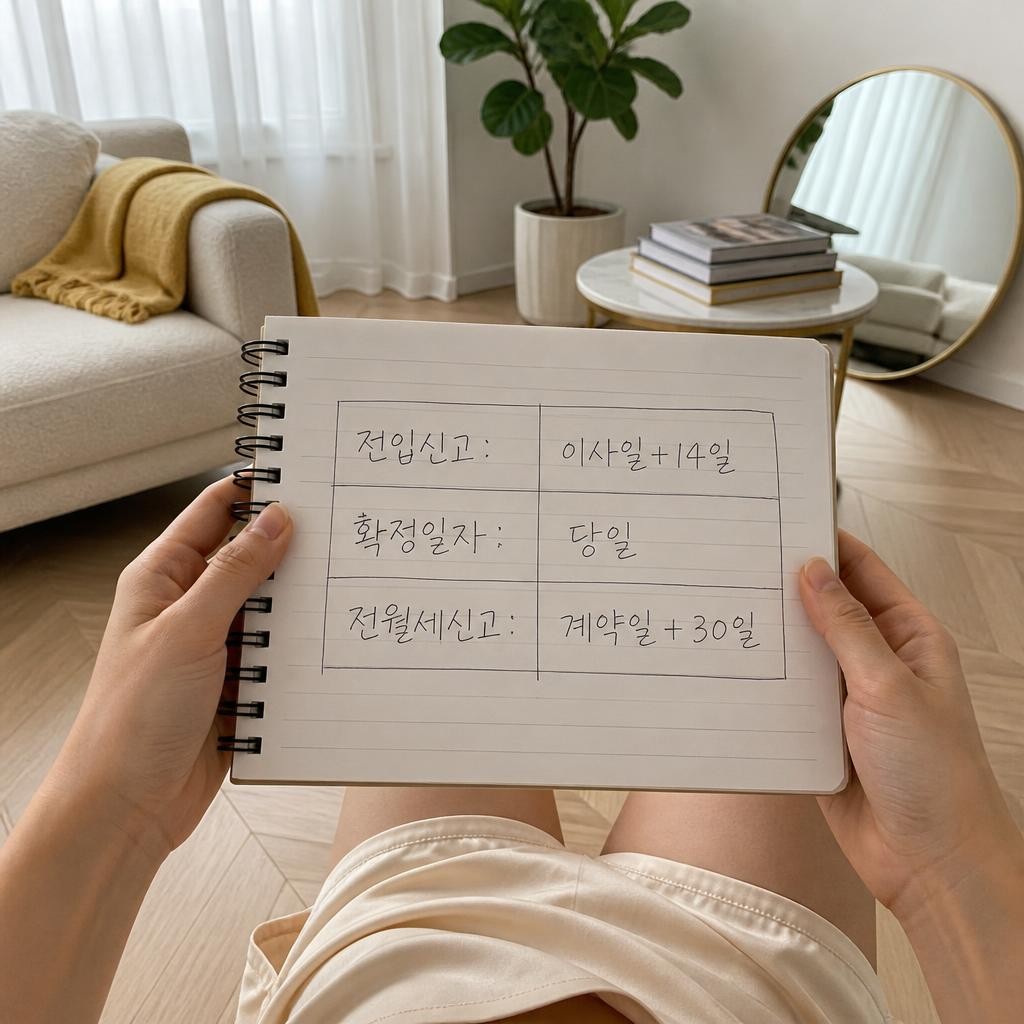 전입신고, 확정일자, 전월세신고제는 각각 다른 제도예요