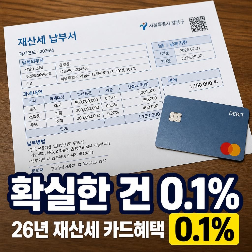 26년 재산세 카드혜택, 확실한 건 0.1% 하나뿐입니다