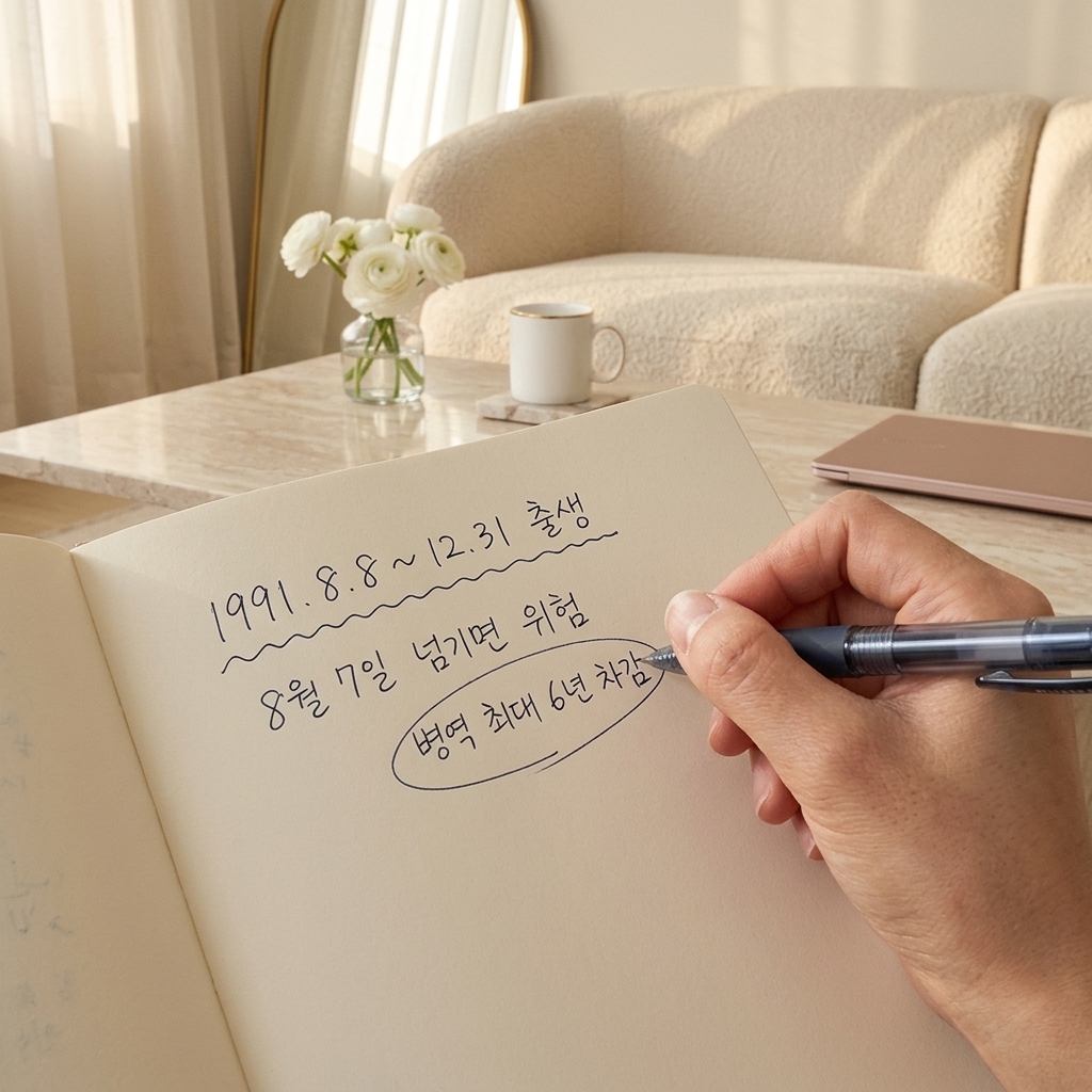 1991년 하반기에 태어났다면 계산이 다릅니다