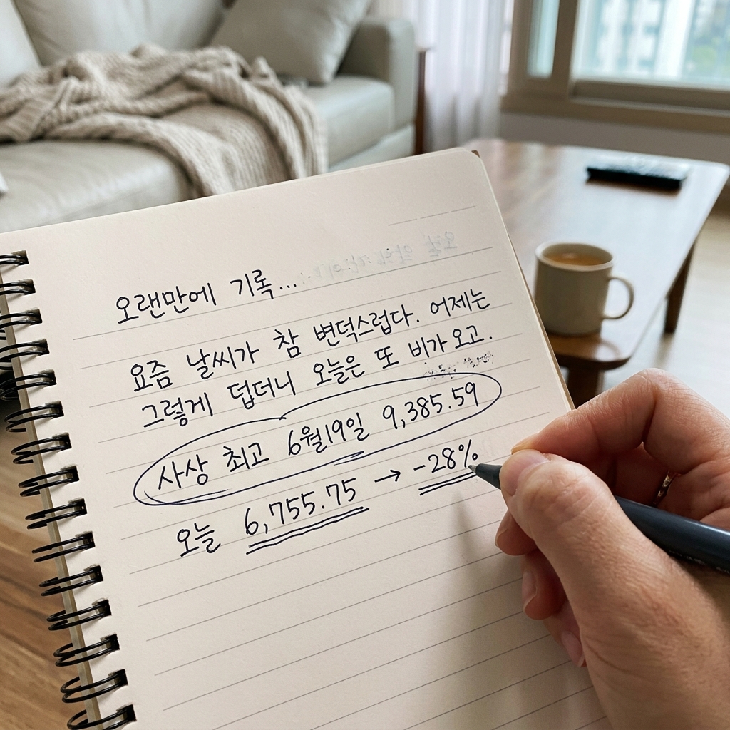 사상 최고에서 얼마나 내려왔나