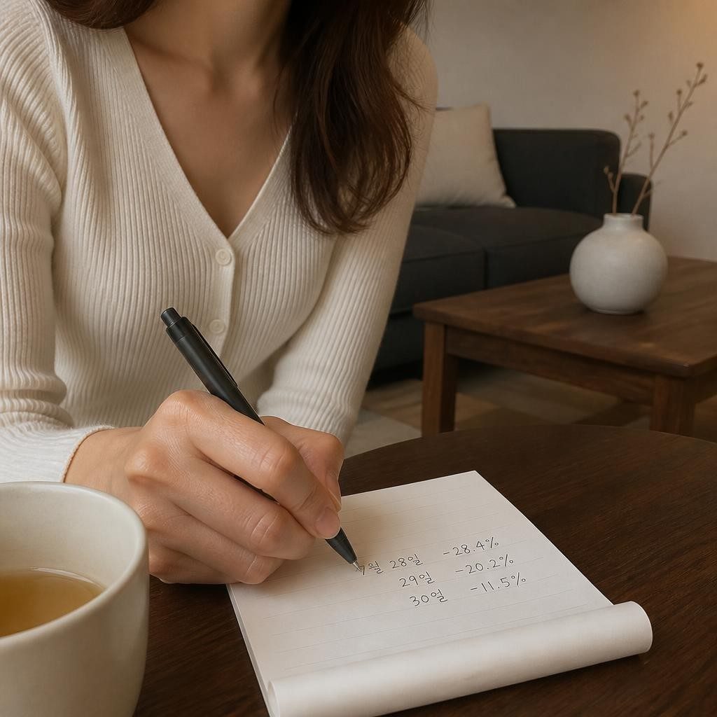 사흘에 반이 된 값은 60%로 안 돌아온다