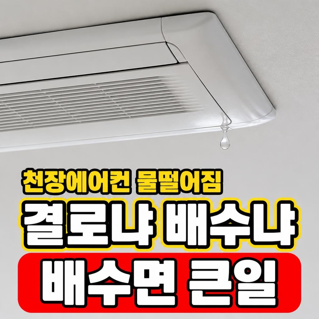 천장에어컨 물떨어짐, 결로면 다행이고 배수면 큰일입니다