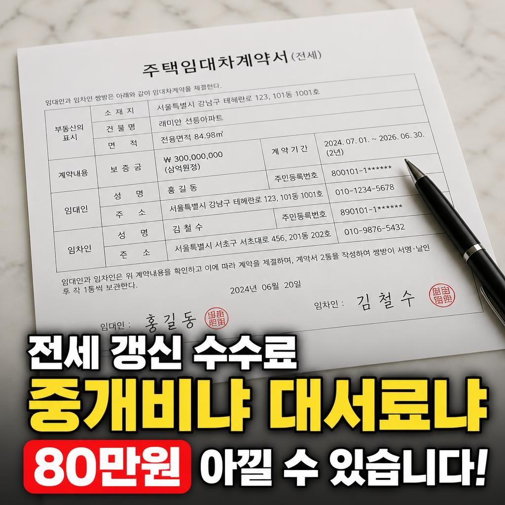 전세 갱신 계약서 수수료, 중개비냐 대서료냐가 수십만원을 가릅니다