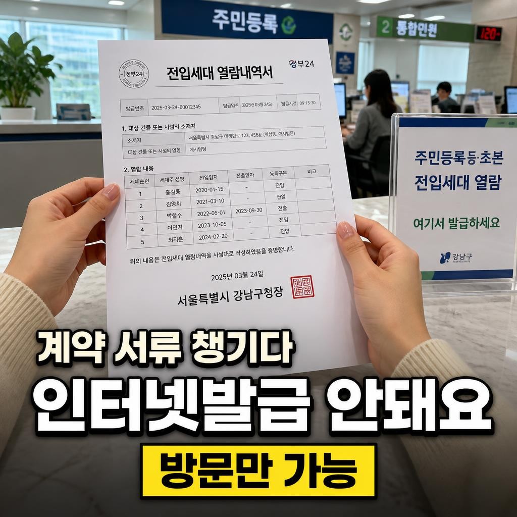 전입세대 열람내역서 인터넷발급, 정부24를 뒤져도 없는 이유가 있습니다