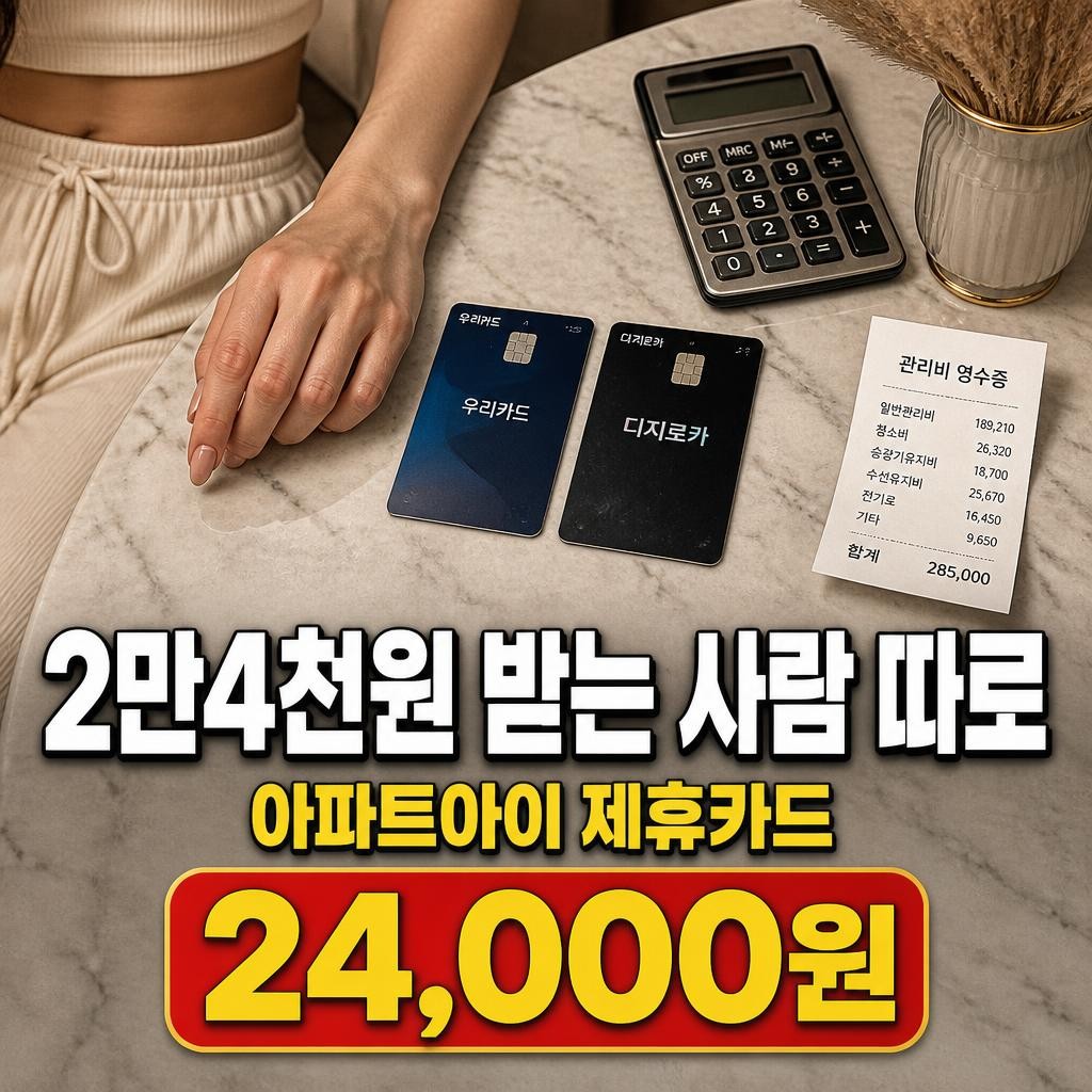 아파트아이 제휴카드 종류, 2만4천원 받는 사람은 따로 있습니다