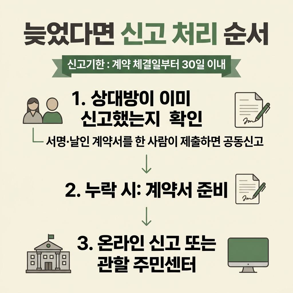 아직 통지가 없어도 신고부터 처리한다