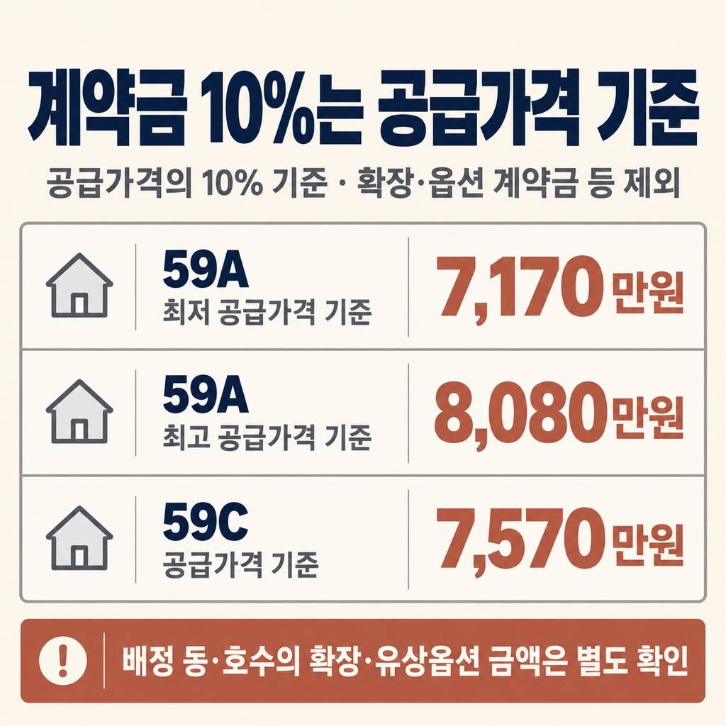 내 계약금은 배정된 집값으로 계산한다