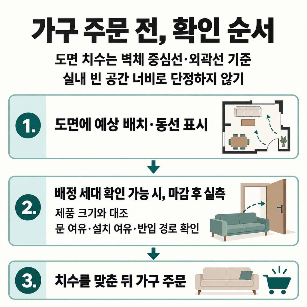 가구 주문은 실제 치수를 잰 뒤에