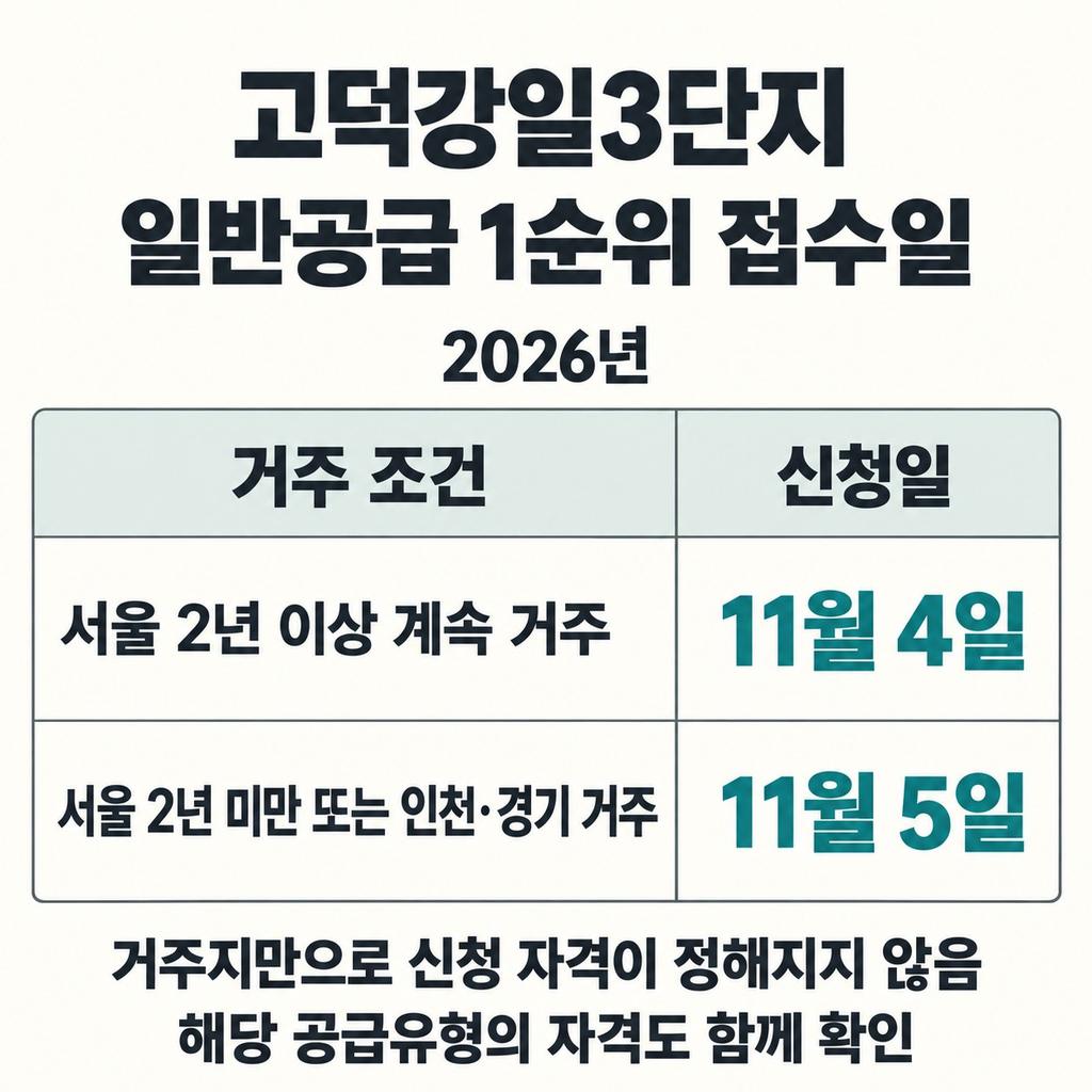 청약일은 공급유형과 거주기간에 따라 다르다