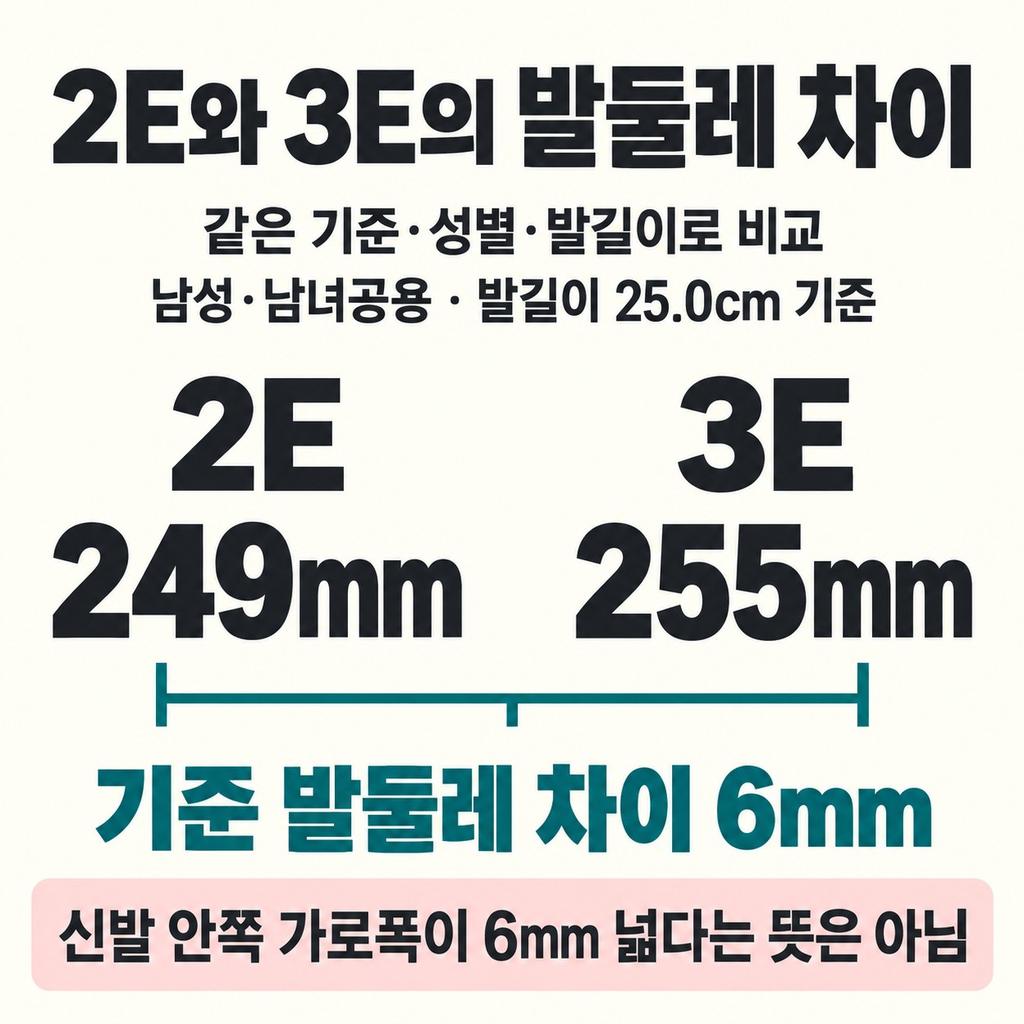 3E는 2E보다 발둘레가 큰 등급이다