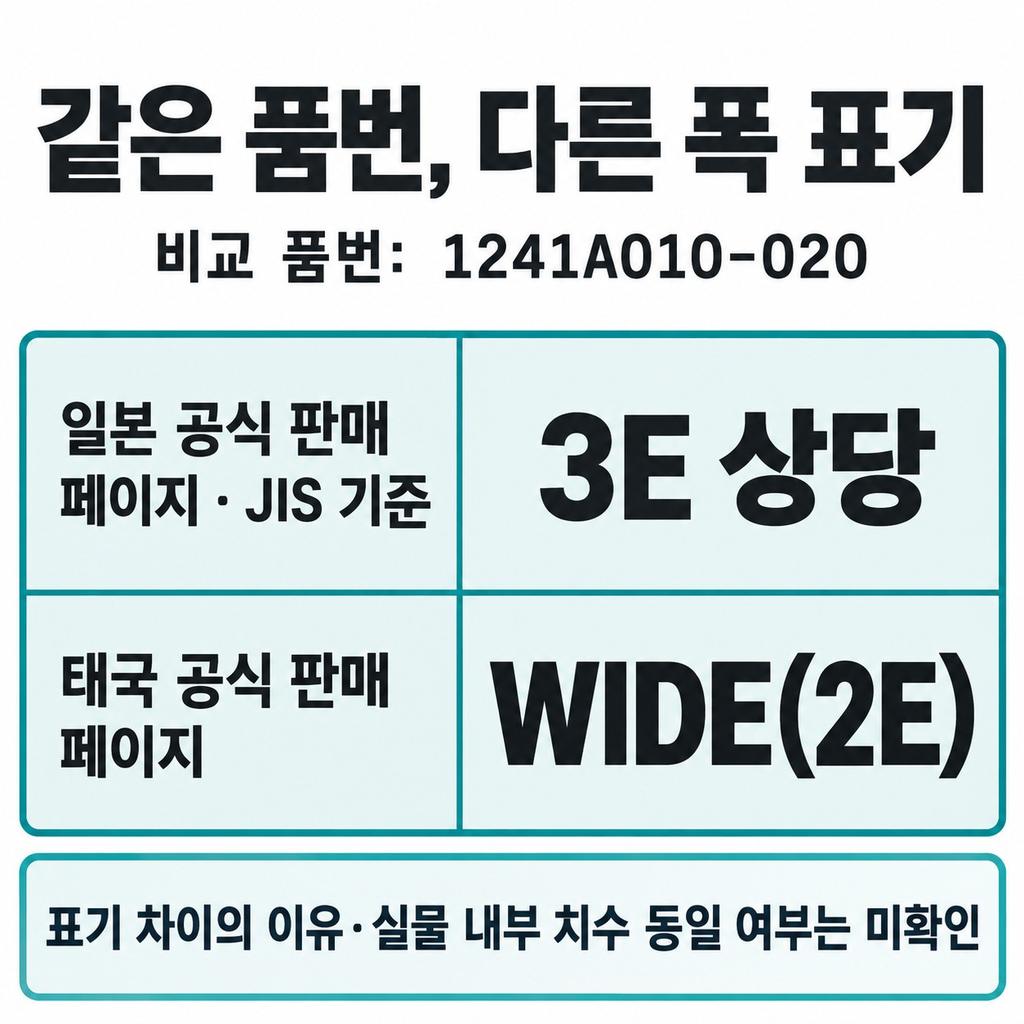 같은 품번인데 일본은 3E, 태국은 2E다