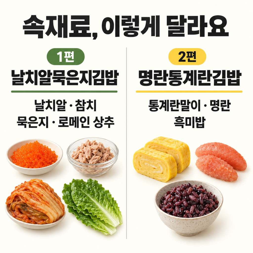 묵은지와 참치가 당기면 1편, 계란말이와 명란이 당기면 2편