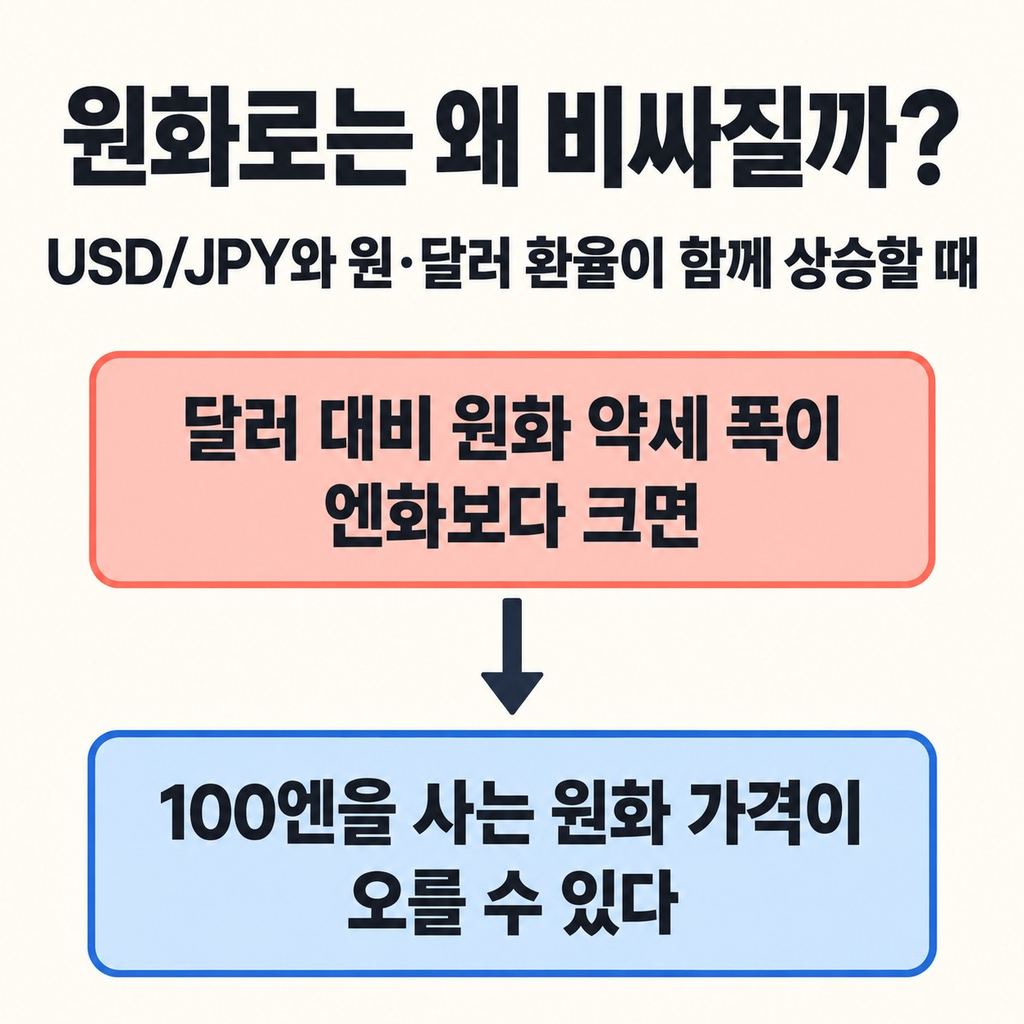 원화로 엔화를 살 때는 원·달러 환율도 움직인다