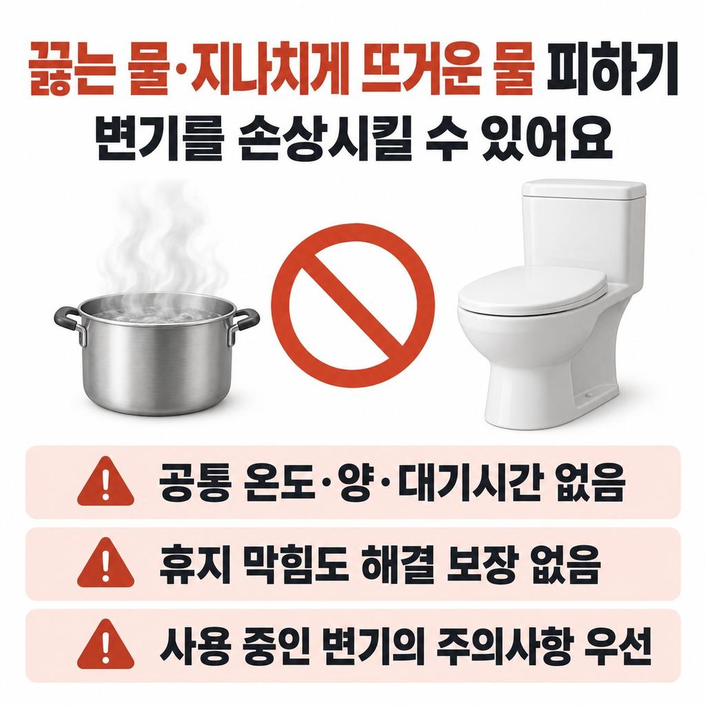 휴지 막힘이라면 따뜻한 물과 주방세제를 시도한다