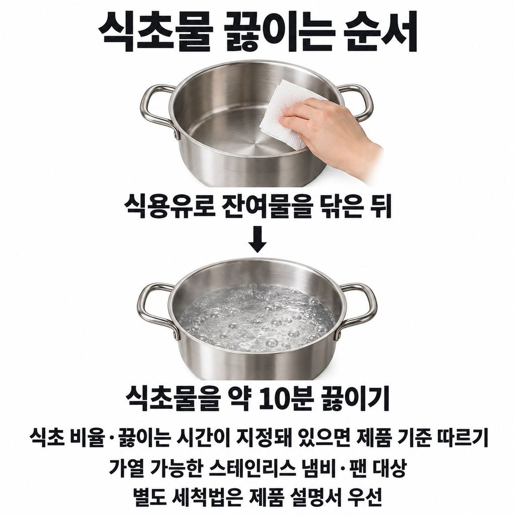 식초물을 넣고 약 10분 끓인다