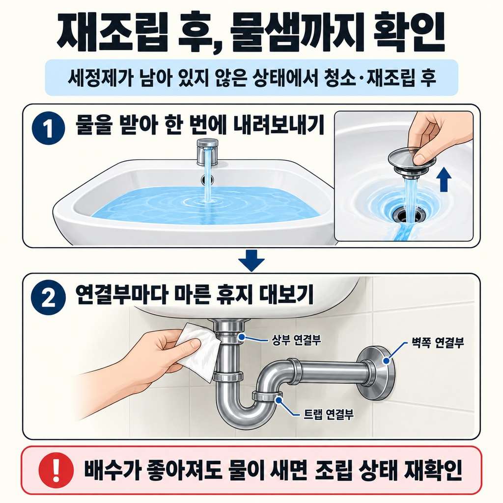 여전히 느리면 세면대 아래 트랩을 청소한다