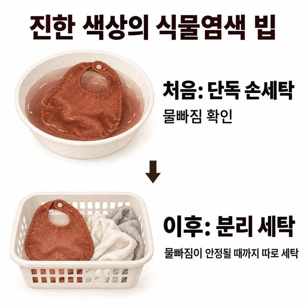진한 색은 첫 단독 손세탁으로 확인