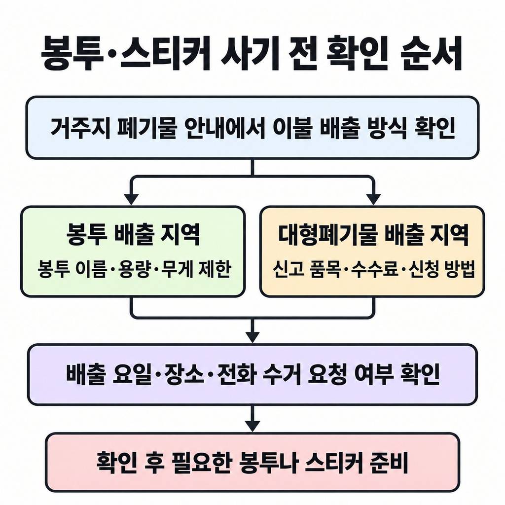 봉투나 스티커는 배출 방식을 정한 뒤 산다