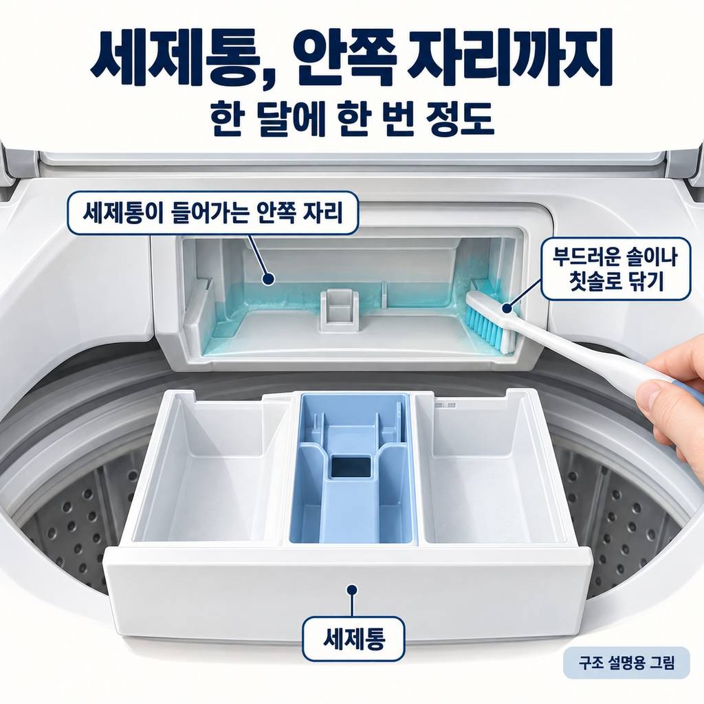 먼지필터와 세제통은 따로 씻는다