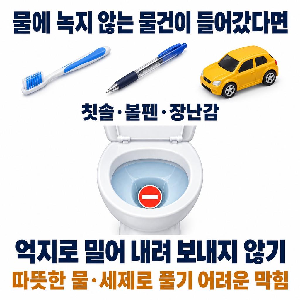 물건이 들어갔거나 다시 막히면 점검을 요청한다