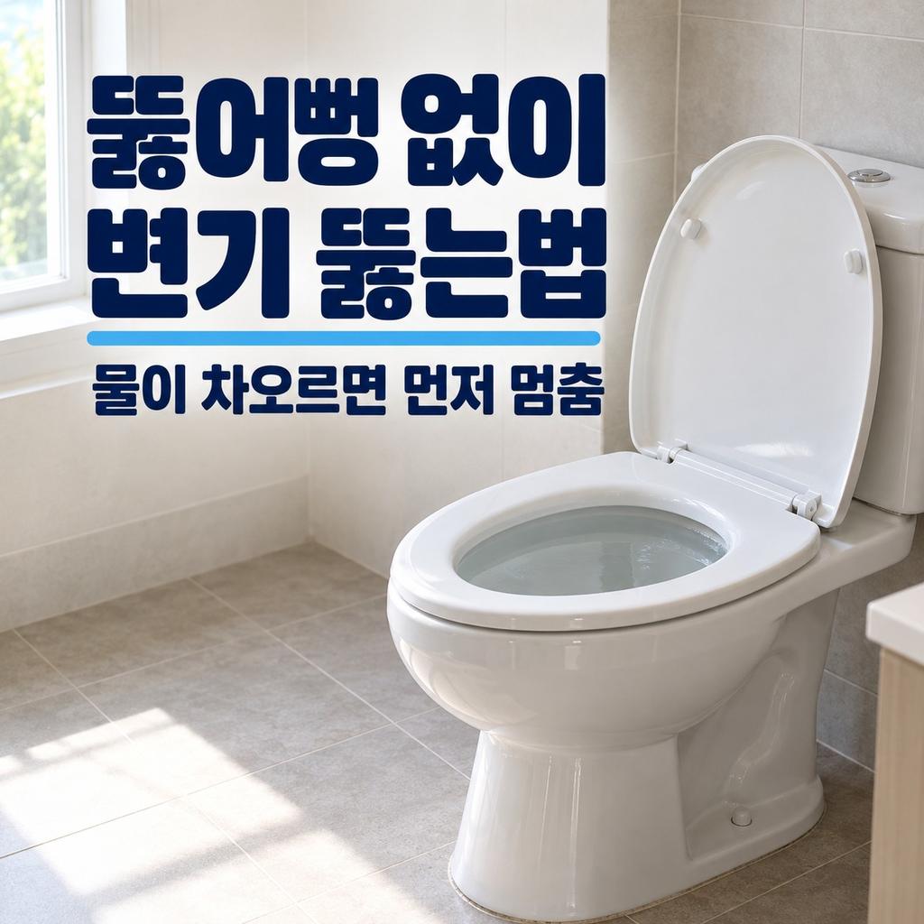 뚫어뻥 없이 변기 뚫는법, 물이 차오를 때부터 배수 확인까지